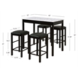 Linon Tifton Five Piece Wood Faux Marble Tavern Set in Black