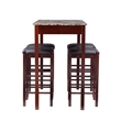 Linon Tifton Five Piece Wood Faux Marble Tavern Set in Espresso