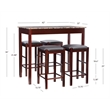 Linon Tifton Five Piece Wood Faux Marble Tavern Set in Espresso