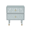 Linon Alick Wood Geo Texture 2 Drawer Nightstand with Gold Hardware in Gray