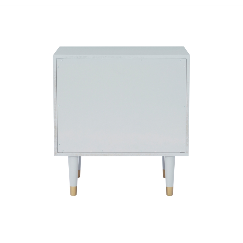 Linon Alick Wood Geo Texture 2 Drawer Nightstand with Gold Hardware in Gray