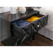 Linon Alick Wood Geo Texture 2 Drawer Nightstand Gold Hardware in Glossy Black