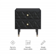 Linon Alick Wood Geo Texture 2 Drawer Nightstand Gold Hardware in Glossy Black