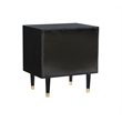 Linon Alick Wood Geo Texture 2 Drawer Nightstand Gold Hardware in Glossy Black