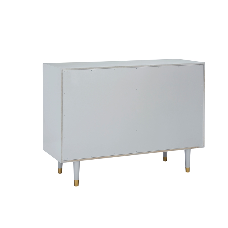 Linon Alick Wood Geo Texture 6 Drawer Dresser with Gold Hardware in Gray