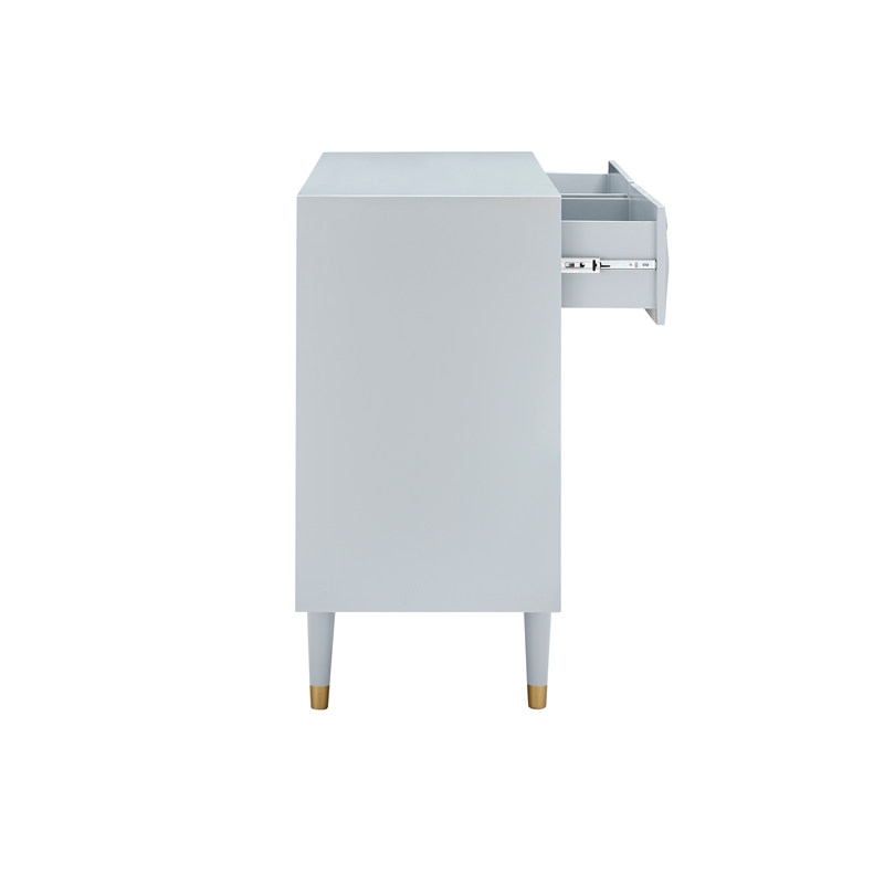 Linon Alick Wood Geo Texture 6 Drawer Dresser with Gold Hardware in Gray