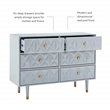 Linon Alick Wood Geo Texture 6 Drawer Dresser with Gold Hardware in Gray