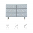 Linon Alick Wood Geo Texture 6 Drawer Dresser with Gold Hardware in Gray