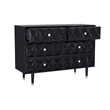 Linon Alick Wood Geo Texture 6 Drawer Dresser Gold Hardware in Glossy Black