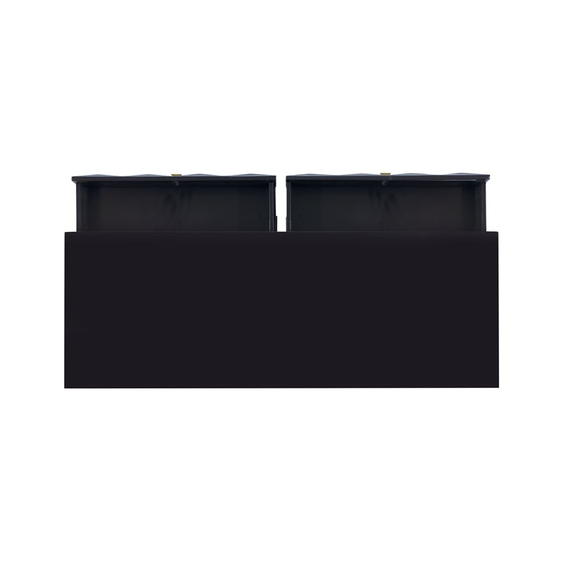 Linon Alick Wood Geo Texture 6 Drawer Dresser Gold Hardware in Glossy Black