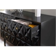 Linon Alick Wood Geo Texture 6 Drawer Dresser Gold Hardware in Glossy Black