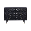 Linon Alick Wood Geo Texture 6 Drawer Dresser Gold Hardware in Glossy Black