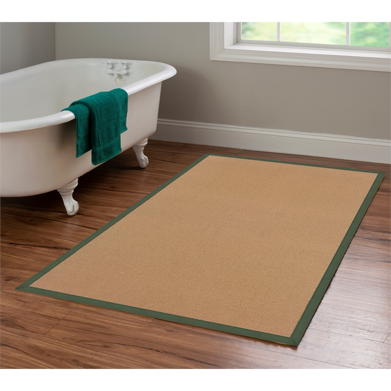 Linon Athena Machine Tufted Wool 4'x6' Rug in Cork and Green