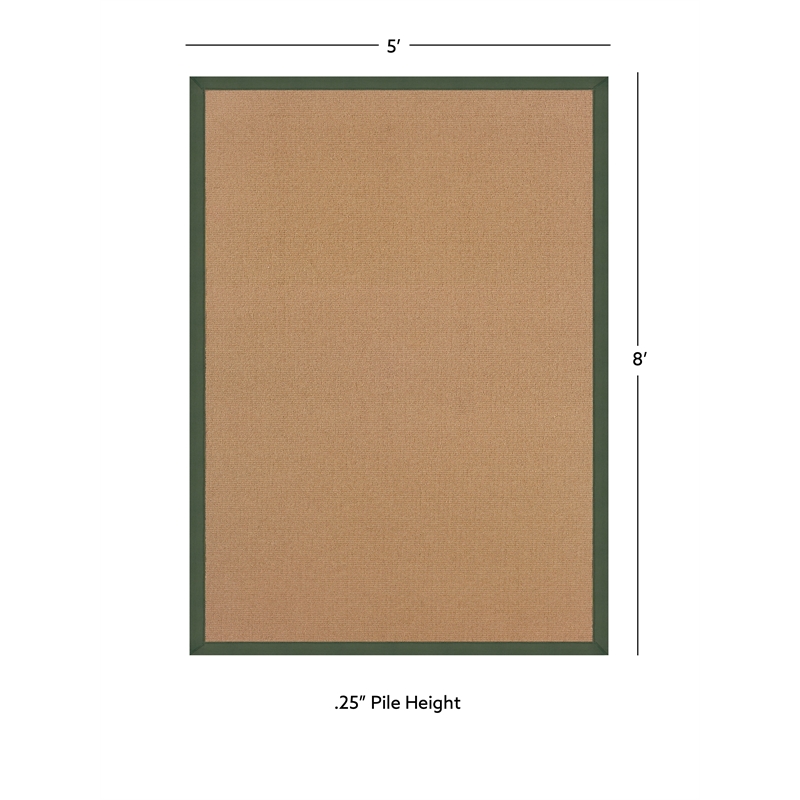 Linon Athena Machine Tufted Wool 5'x8' Rug in Cork and Green