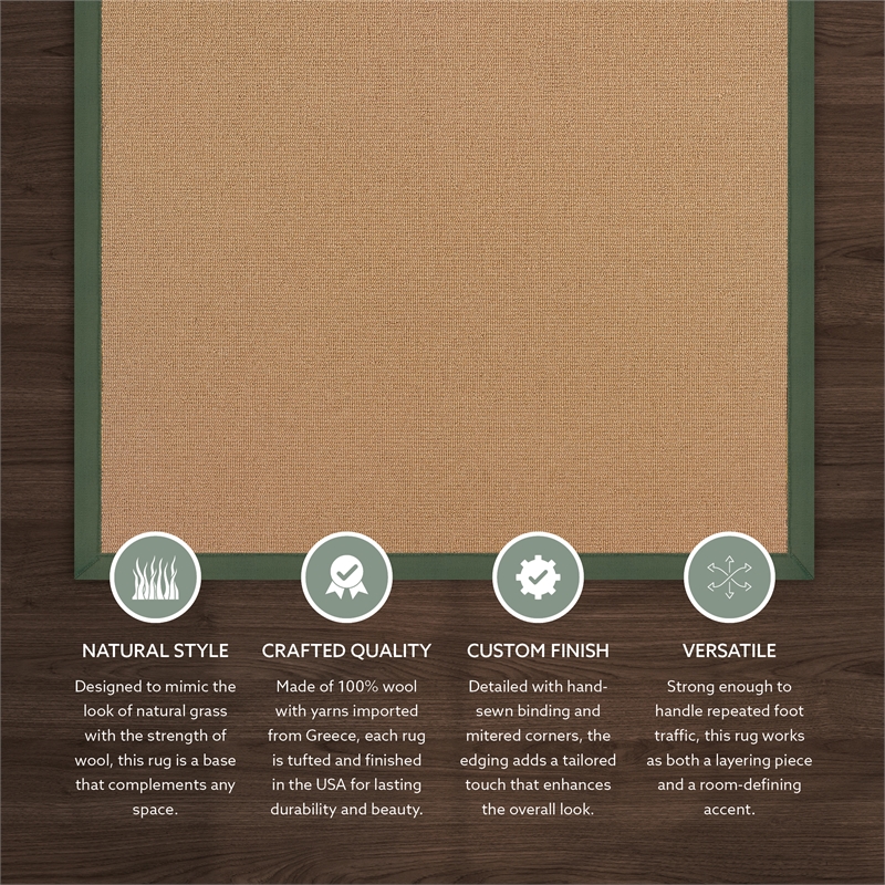 Linon Athena Machine Tufted Wool 5'x8' Rug in Cork and Green