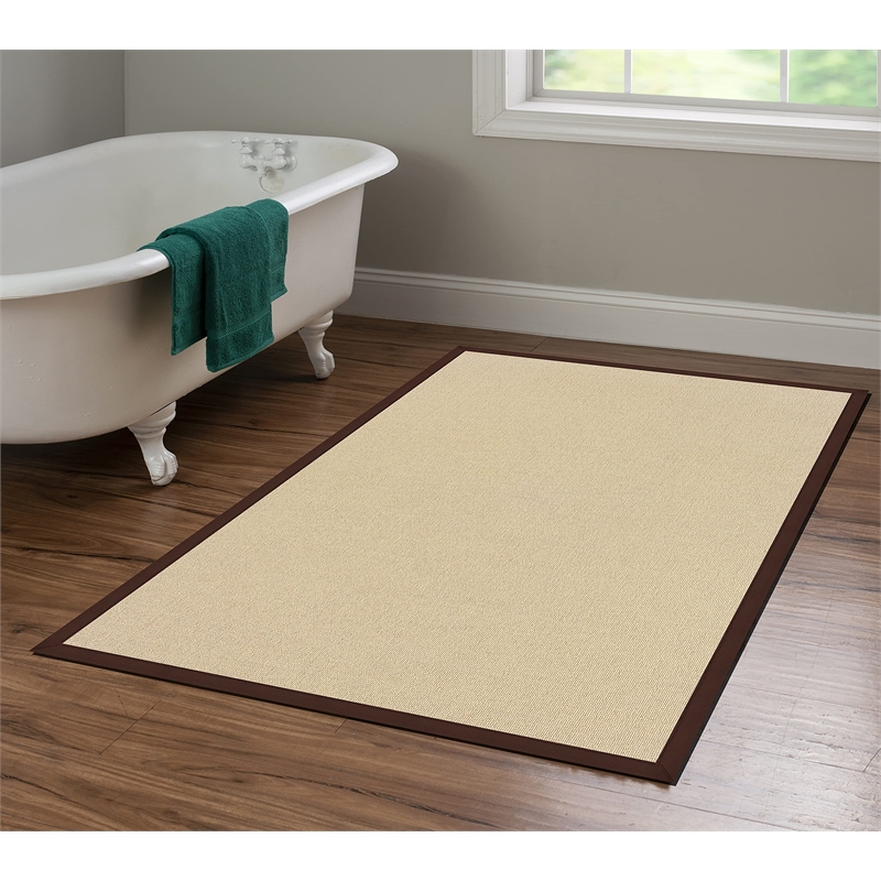 Linon Athena Machine Tufted Wool 4'x6' Rug in Natural and Brown