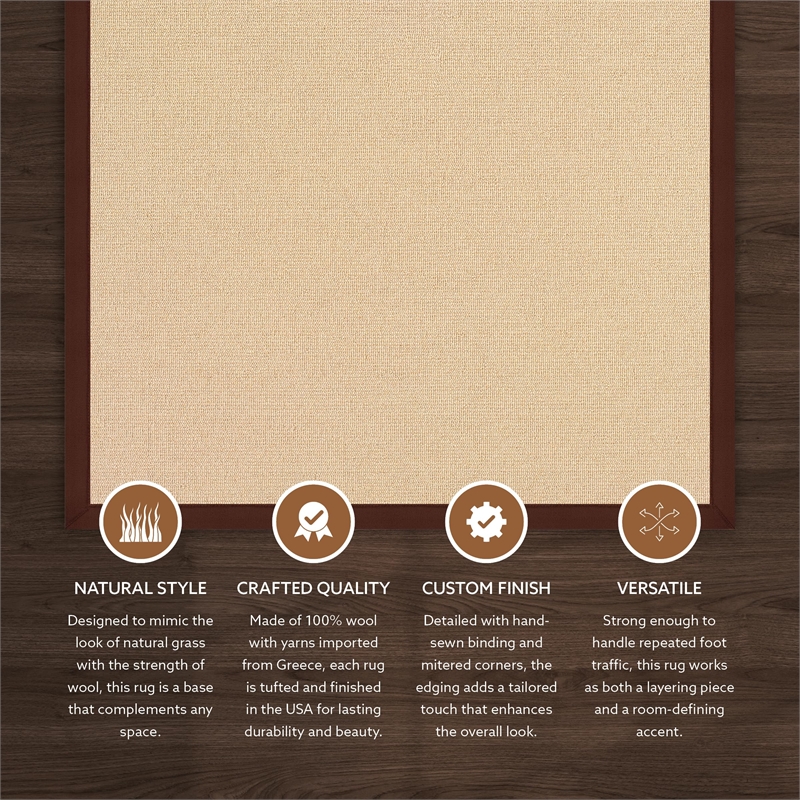 Linon Athena Machine Tufted Wool 4'x6' Rug in Natural and Brown