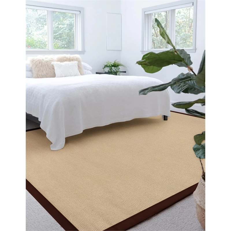 Linon Athena Machine Tufted Wool 8'x11' Rug in Natural and Brown