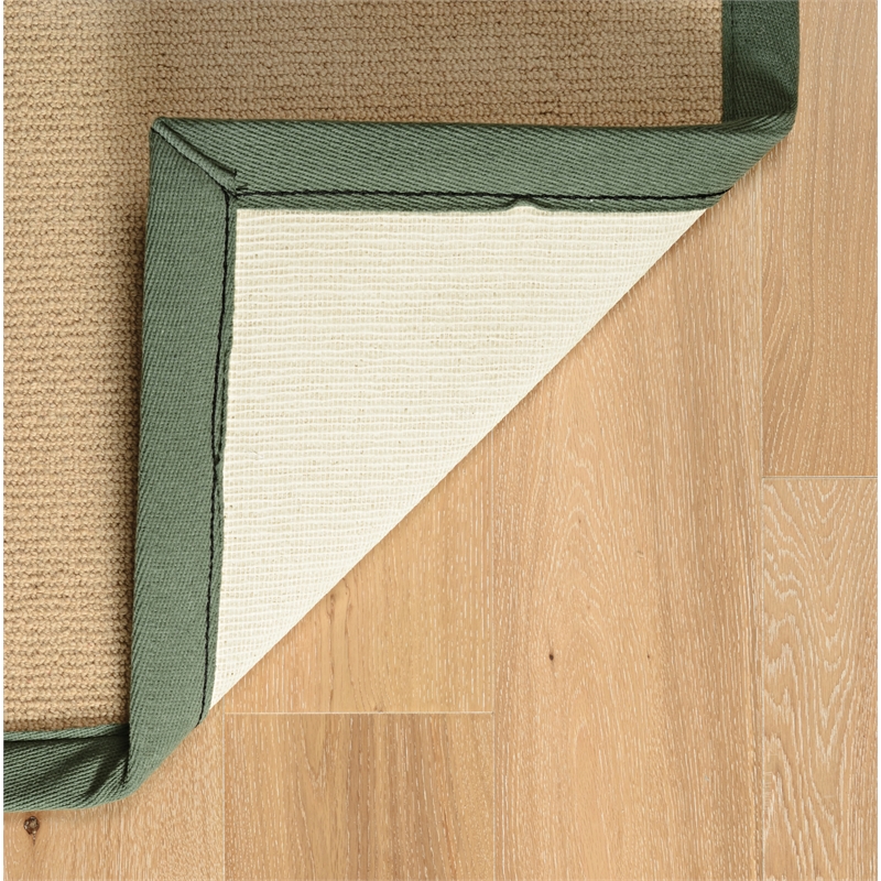 Linon Athena Machine Tufted Wool 5'x8' Rug in Sisal and Green