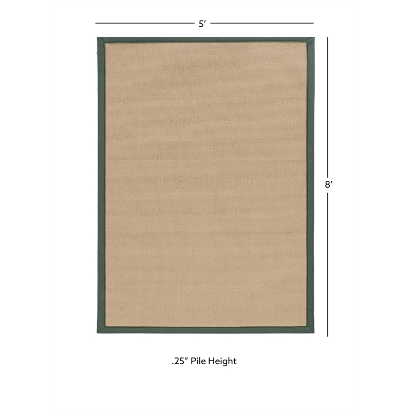 Linon Athena Machine Tufted Wool 5'x8' Rug in Sisal and Green