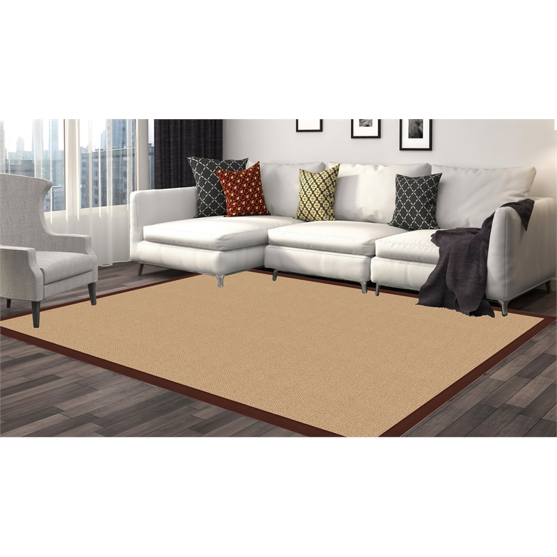 Linon Athena Machine Tufted Wool 8'x11' Rug in Sisal and Green