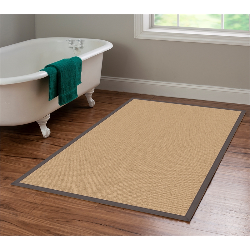 Linon Athena Machine Tufted Wool 4'x6' Rug in Sisal and Slate