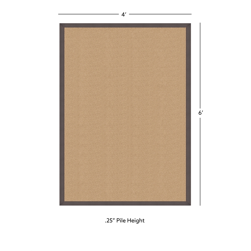 Linon Athena Machine Tufted Wool 4'x6' Rug in Sisal and Slate