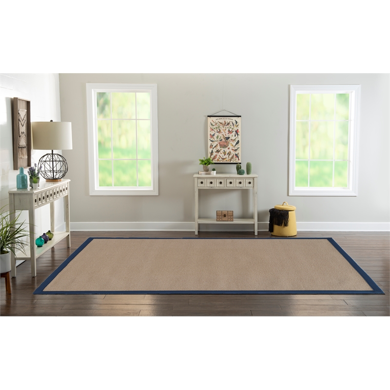 Linon Athena Machine Tufted Wool 8'x11' Rug in Cork and Blue