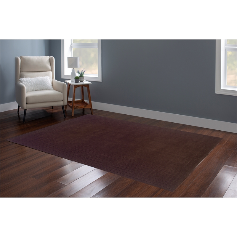 Linon Classic Greek Key Hand Woven Wool 5'x8' Rug in Brown