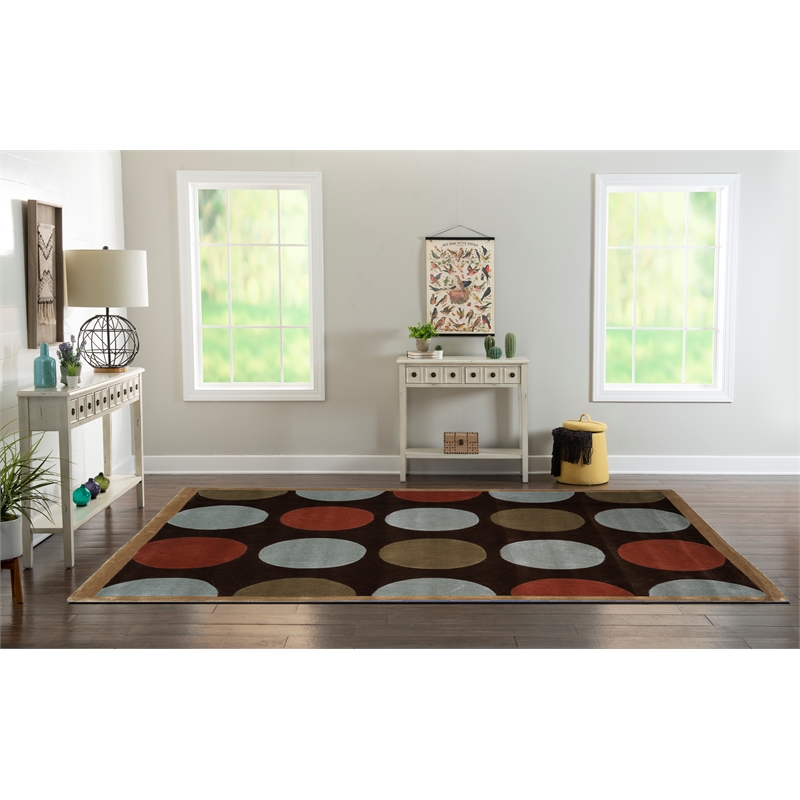 Linon Trio Devi Hand Tufted Polyester 8'x10' Rug in Brown