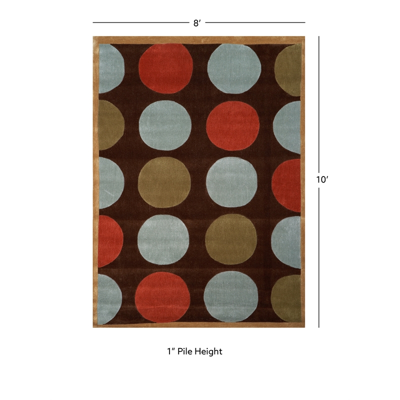 Linon Trio Devi Hand Tufted Polyester 8'x10' Rug in Brown