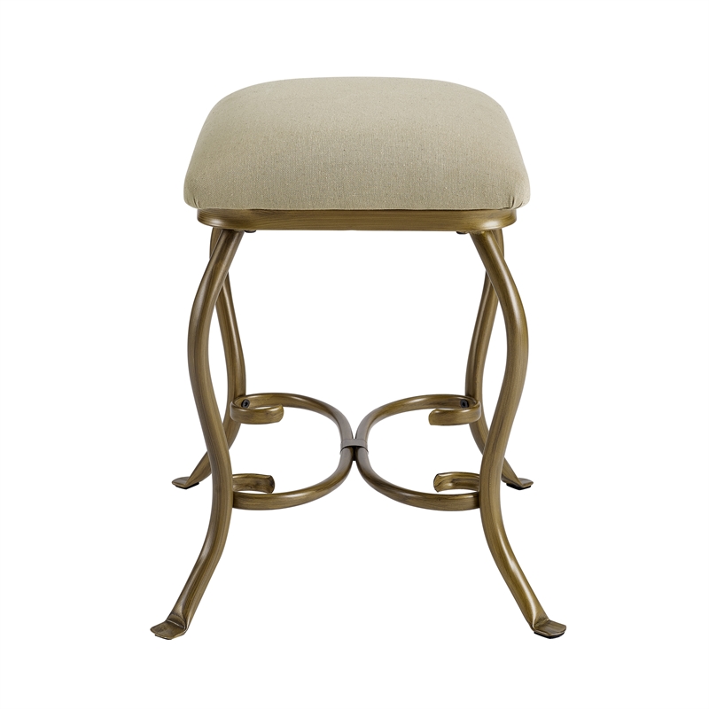 Linon Clarisse Metal Vanity and Stool Set in Antique Gold | Cymax Business