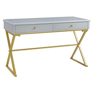 linon campaign 2 drawer sleek metal desk