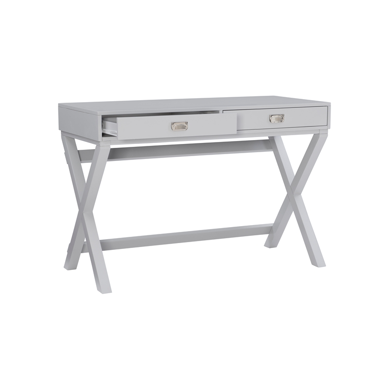 Linon Peggy Two Drawer Wood Writing Desk in Gray Cymax Business