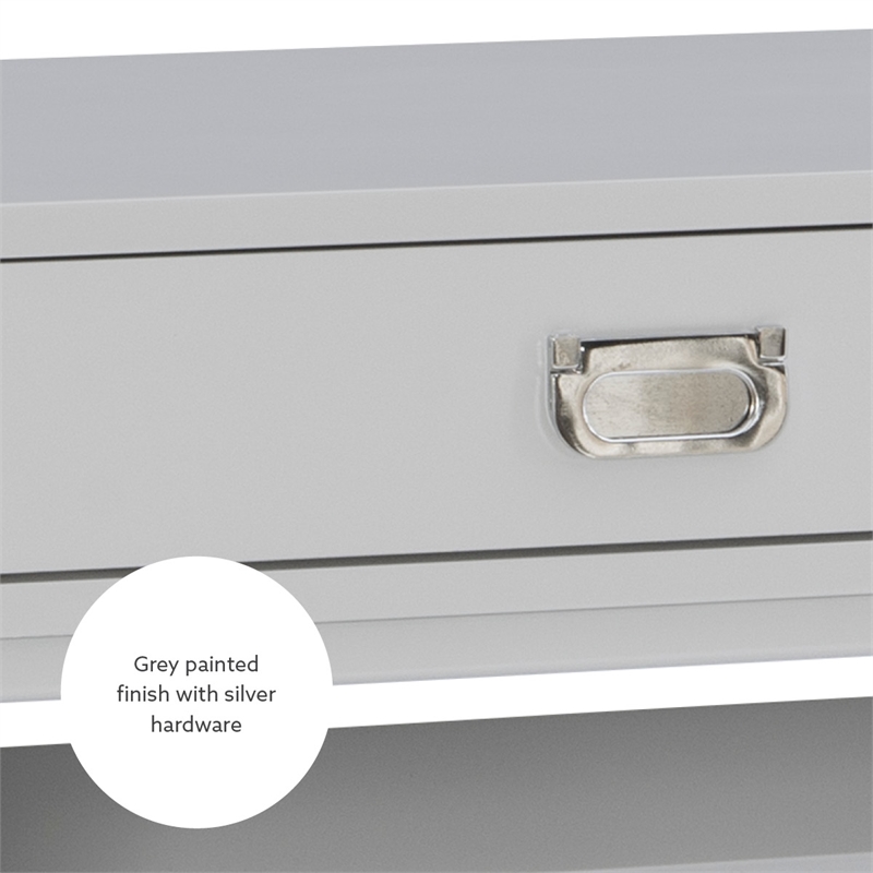 Linon Peggy Two Drawer Wood Writing Desk in Gray