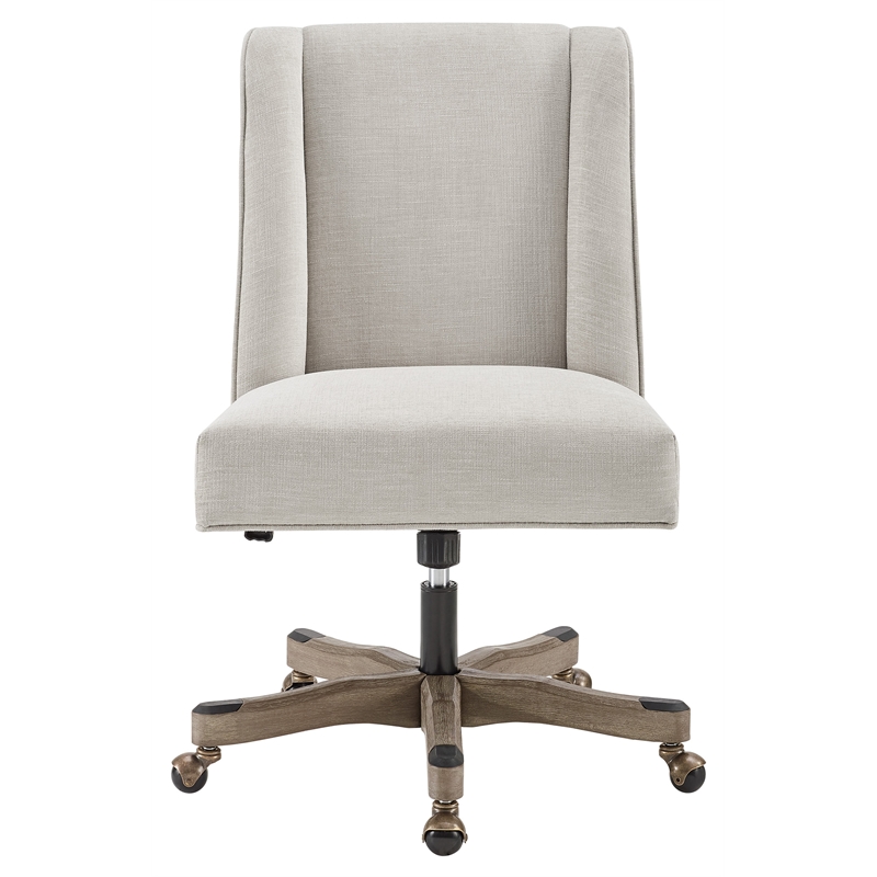 Linon Draper Upholstered Swivel Office Chair in Natural Linen Cymax