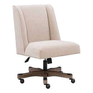 linon draper upholstered armless antique gray base office swivel chair