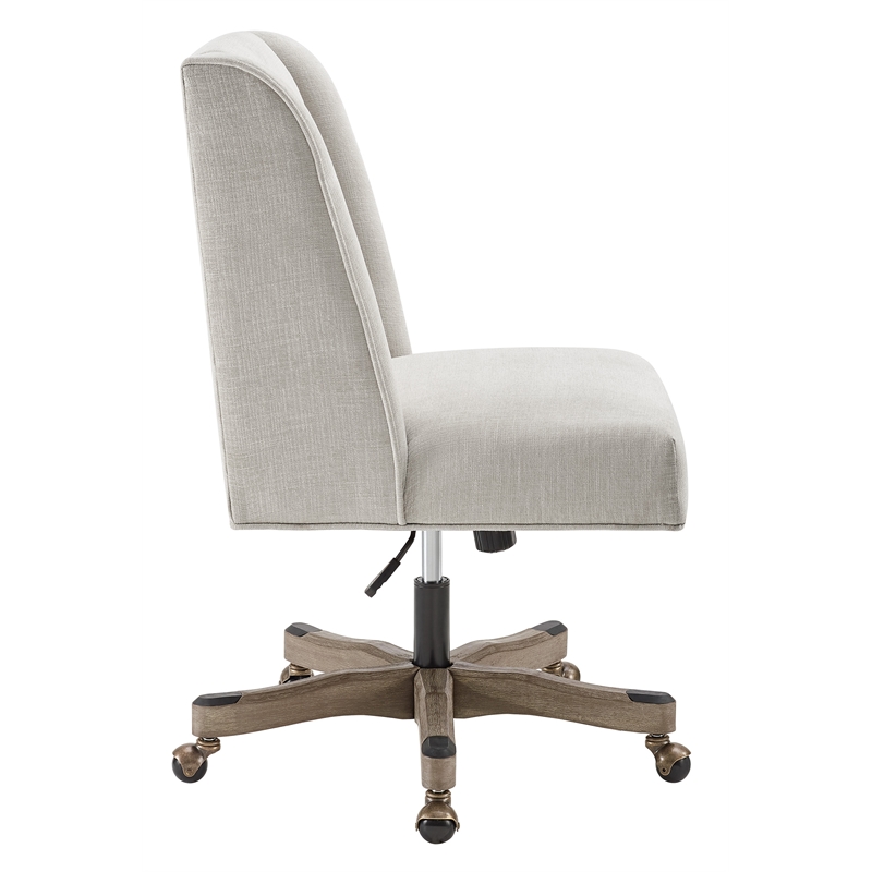 Linon Draper Upholstered Swivel Office Chair in Natural Linen | Cymax ...