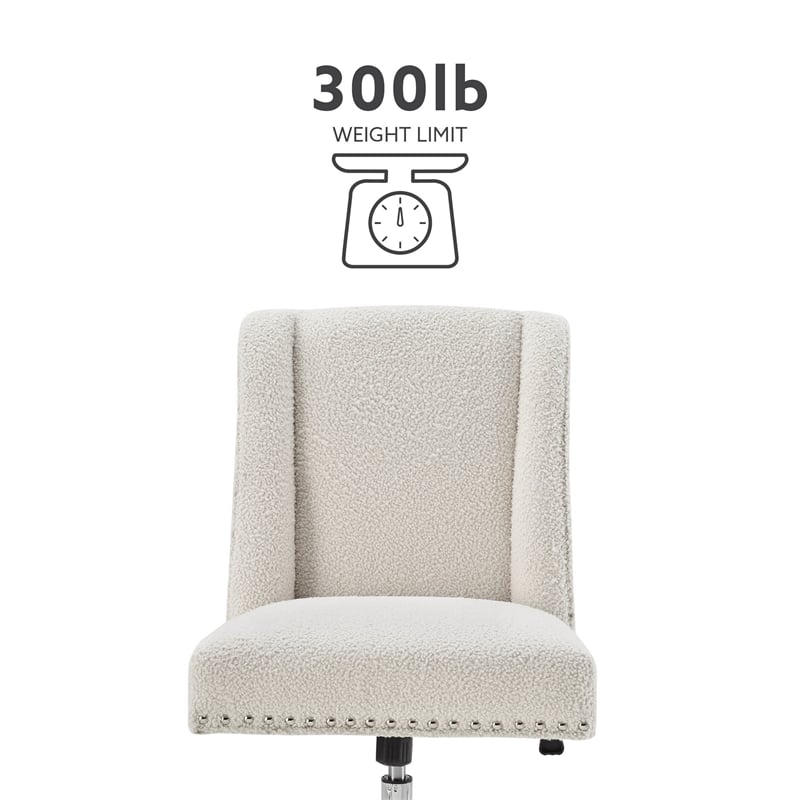 Linon Home Decor Barnes Cream Sherpa Upholstered 17 in. - 21 in. Adjustable Height Office Chair