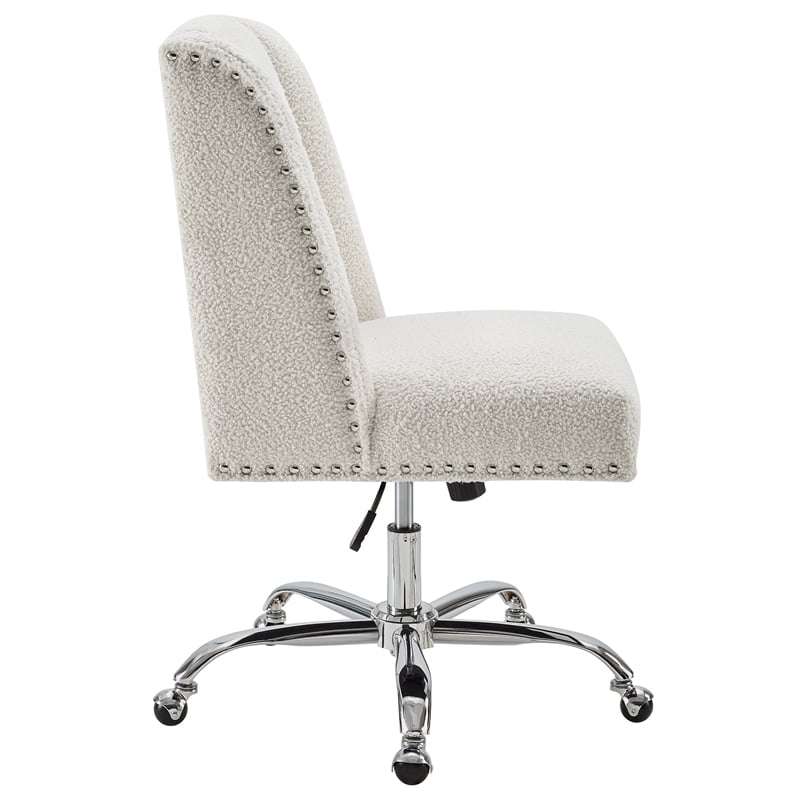 Linon Draper Natural Linen Transitional Ergonomic Adjustable Height Swivel  Polyurethane Desk Chair in the Office Chairs department at