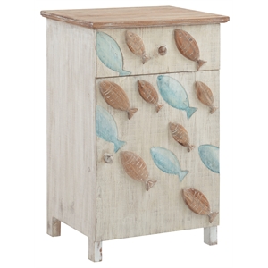 linon hays fish wood storage side end table in distressed white