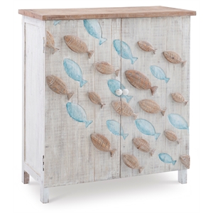 linon hays fish wood storage console cabinet in distressed white