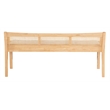 Linon Memphis Wood Bench Woven Cane Back Beige Padded Seat in Natural Finish