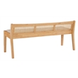 Linon Memphis Wood Bench Woven Cane Back Beige Padded Seat in Natural Finish