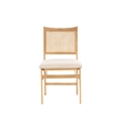 Linon Lorna Folding Side Chair Woven Cane Back Beige Padded Seat in Natural Wood