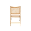 Linon Lorna Folding Side Chair Woven Cane Back Beige Padded Seat in Natural Wood