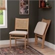 Linon Lorna Folding Side Chair Woven Cane Back Beige Padded Seat in Natural Wood