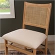 Linon Lorna Folding Side Chair Woven Cane Back Beige Padded Seat in Natural Wood