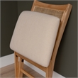 Linon Lorna Folding Side Chair Woven Cane Back Beige Padded Seat in Natural Wood