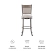 Linon Franklin Swivel Upholstered Barstool Nailhead Trim Steel Frame in Pewter